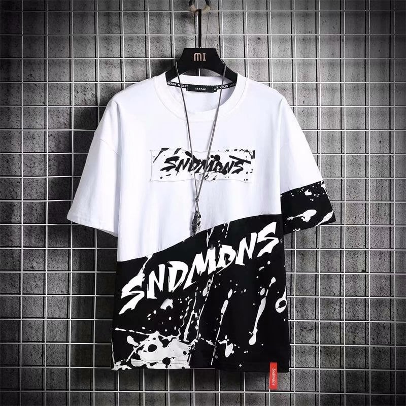 Men's fashion streamer contrast T-shirt