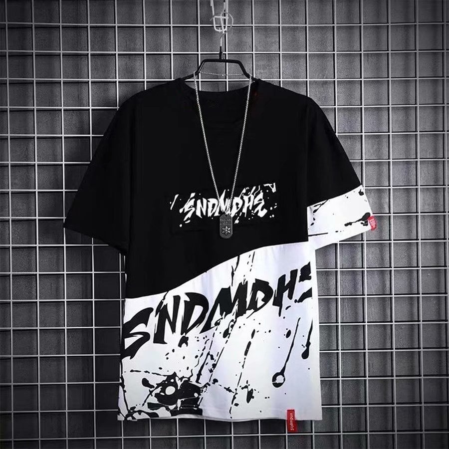 Men's fashion streamer contrast T-shirt
