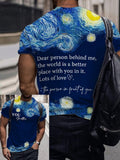 Men's Van Gogh Starry Sky Dear Person Behind Me Mental Health T-Shirt