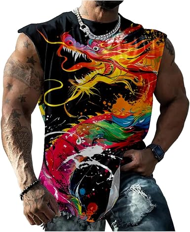 MARSVOVO Mens Tank Top Soft Fashion Graphic Tees Loose