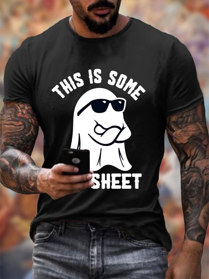 Men's Halloween This Is Some Boo Sheet Print T-Shirt