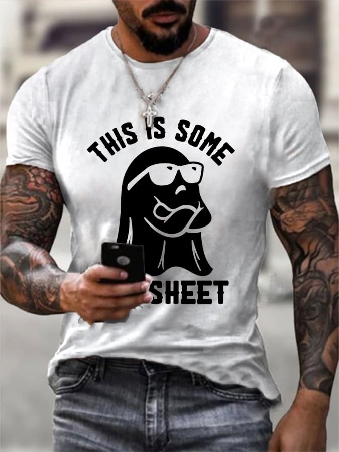 Men's Halloween This Is Some Boo Sheet Print T-Shirt
